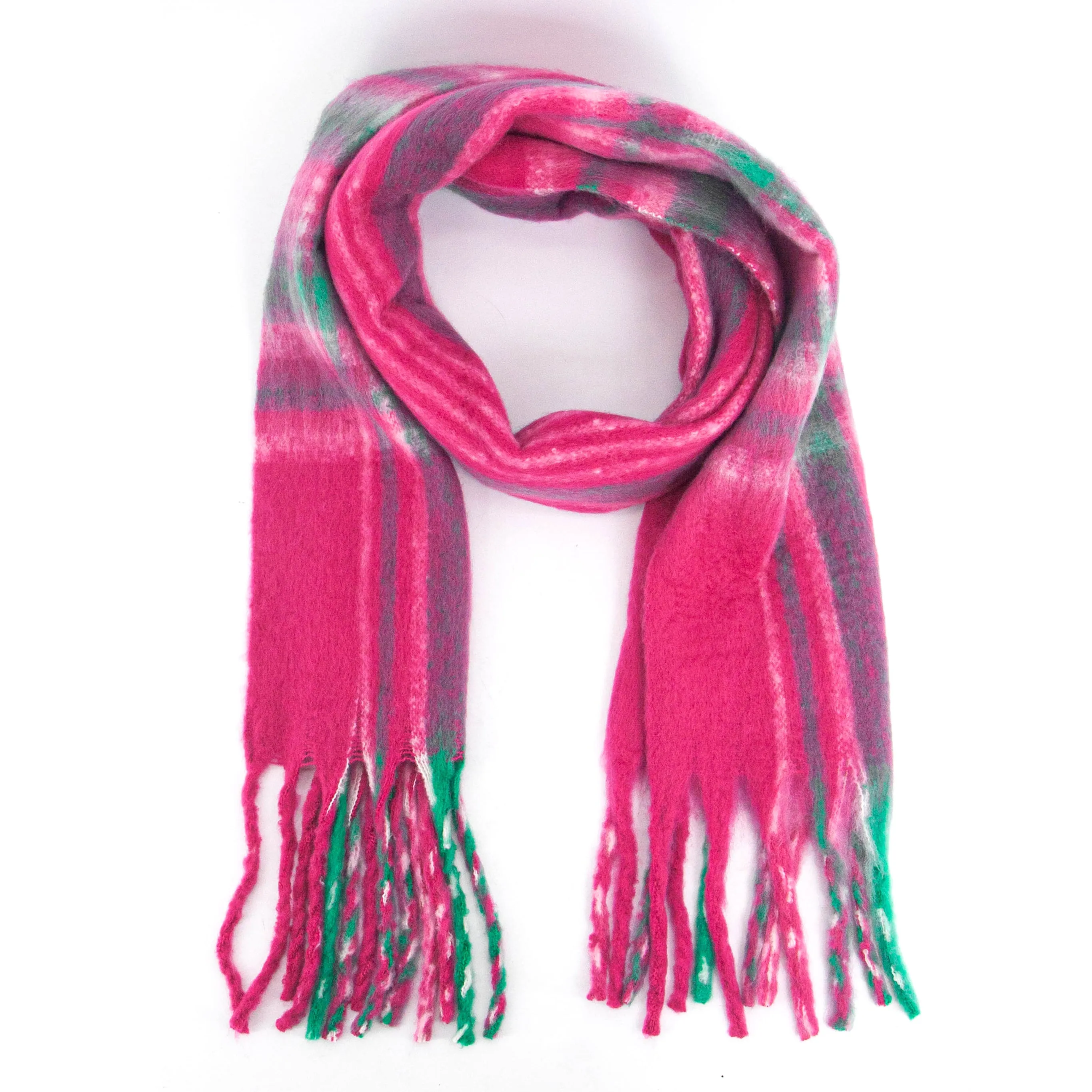 Amy Heavyweight Scarf - Fuchsia, Traditional Check
