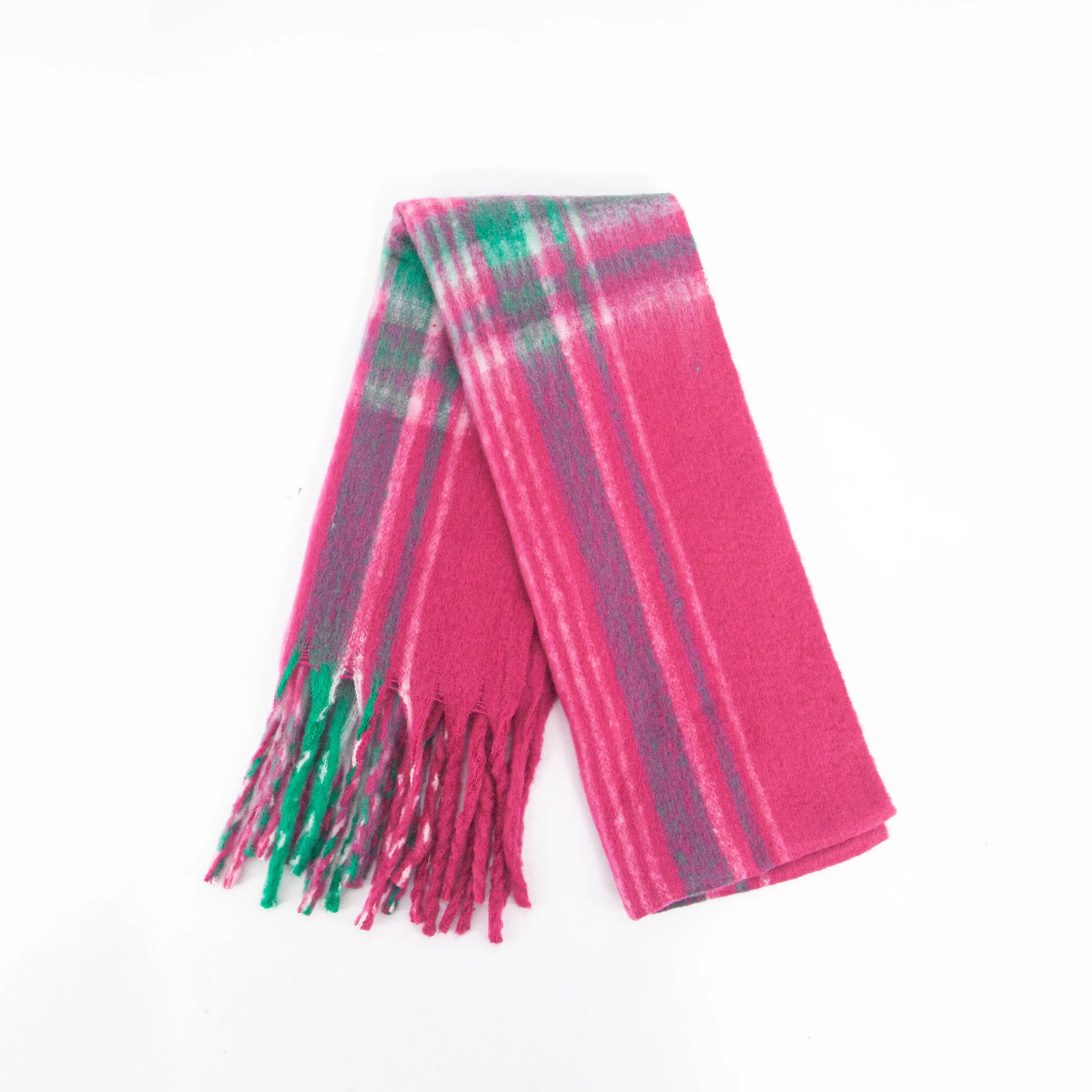 Amy Heavyweight Scarf - Fuchsia, Traditional Check