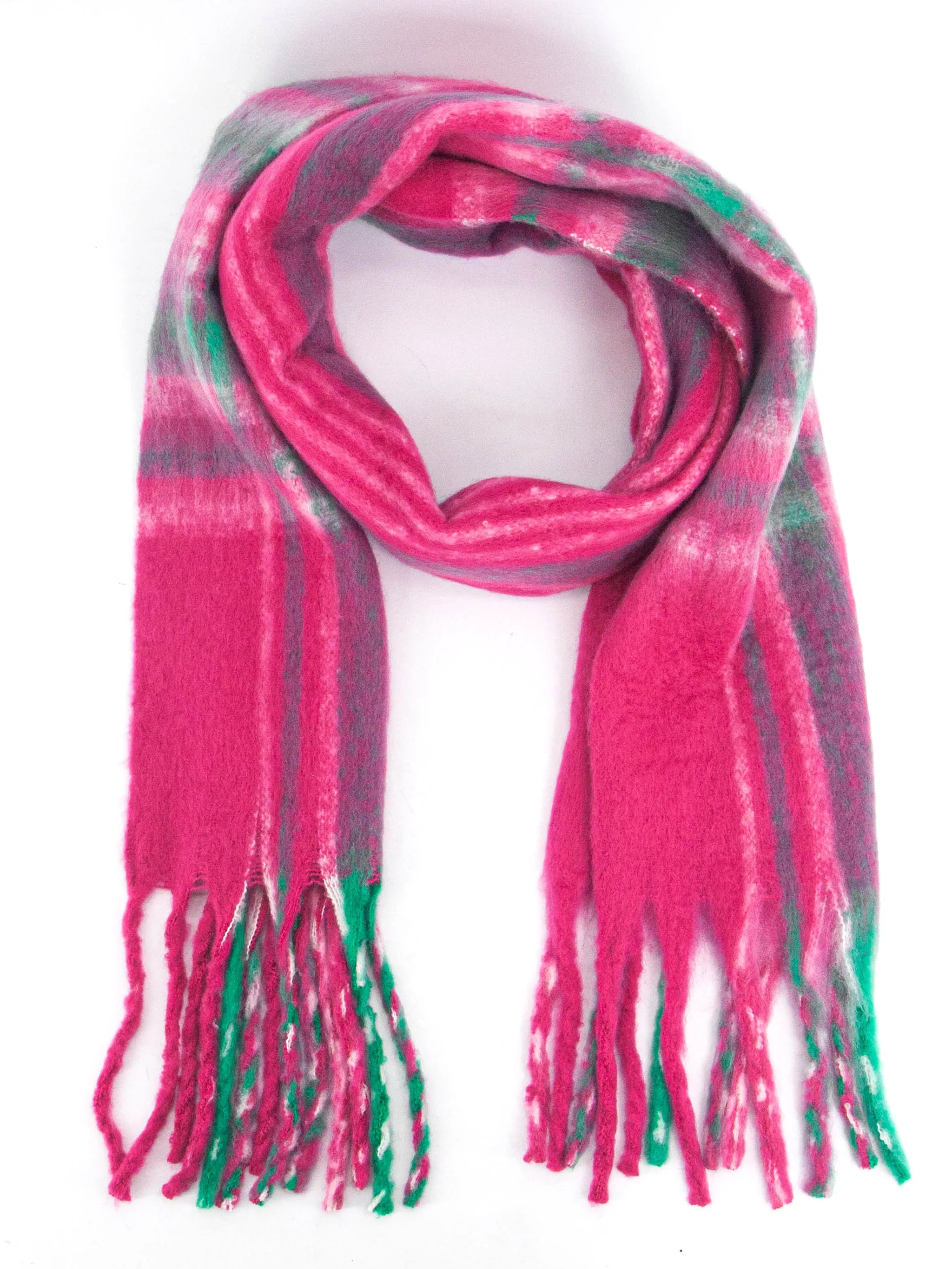 Amy Heavyweight Scarf - Fuchsia, Traditional Check