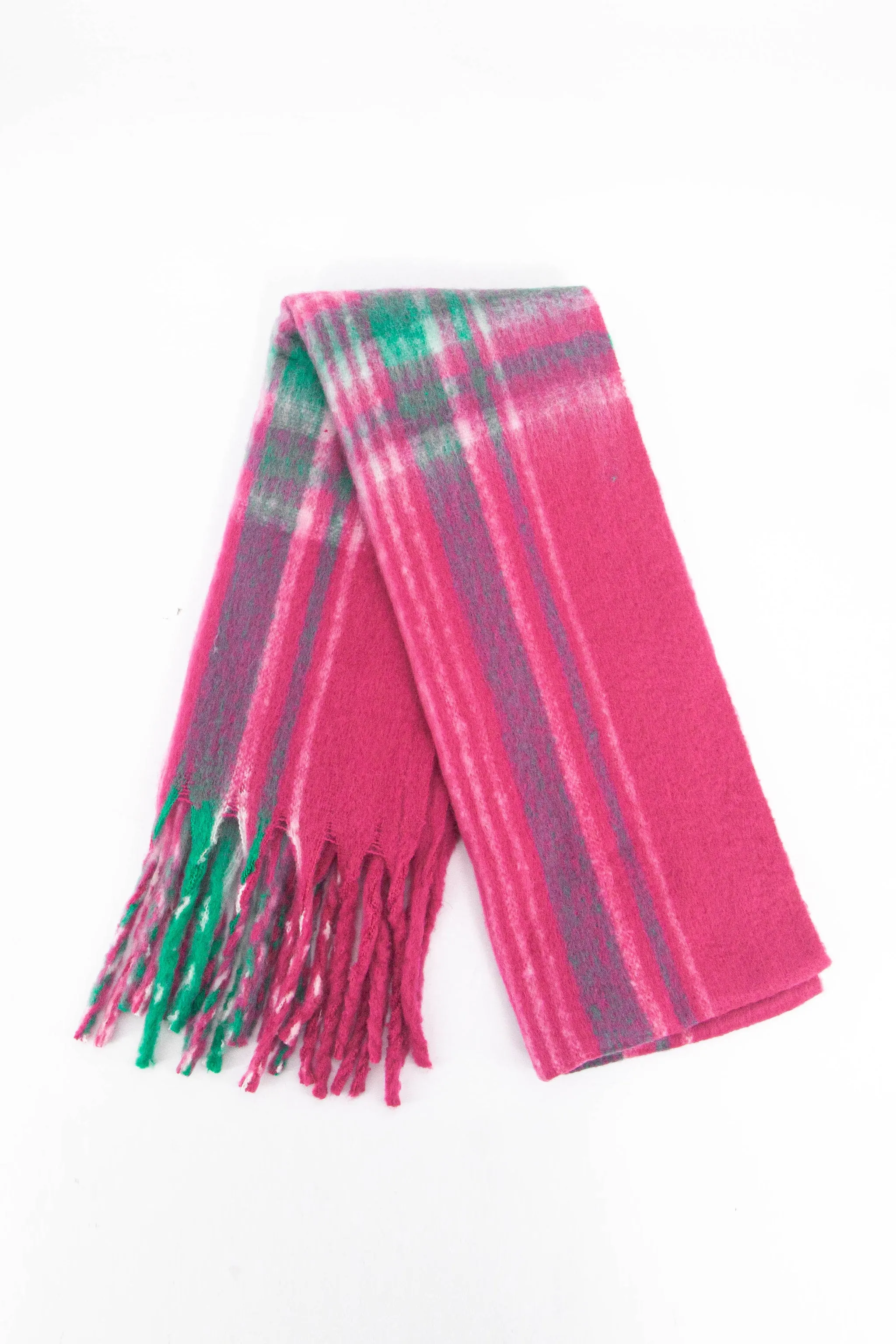 Amy Heavyweight Scarf - Fuchsia, Traditional Check