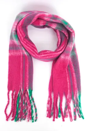 Amy Heavyweight Scarf - Fuchsia, Traditional Check