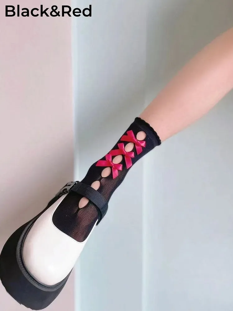 Bowknots Cutout Lolita Calf Socks