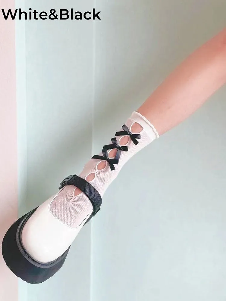 Bowknots Cutout Lolita Calf Socks