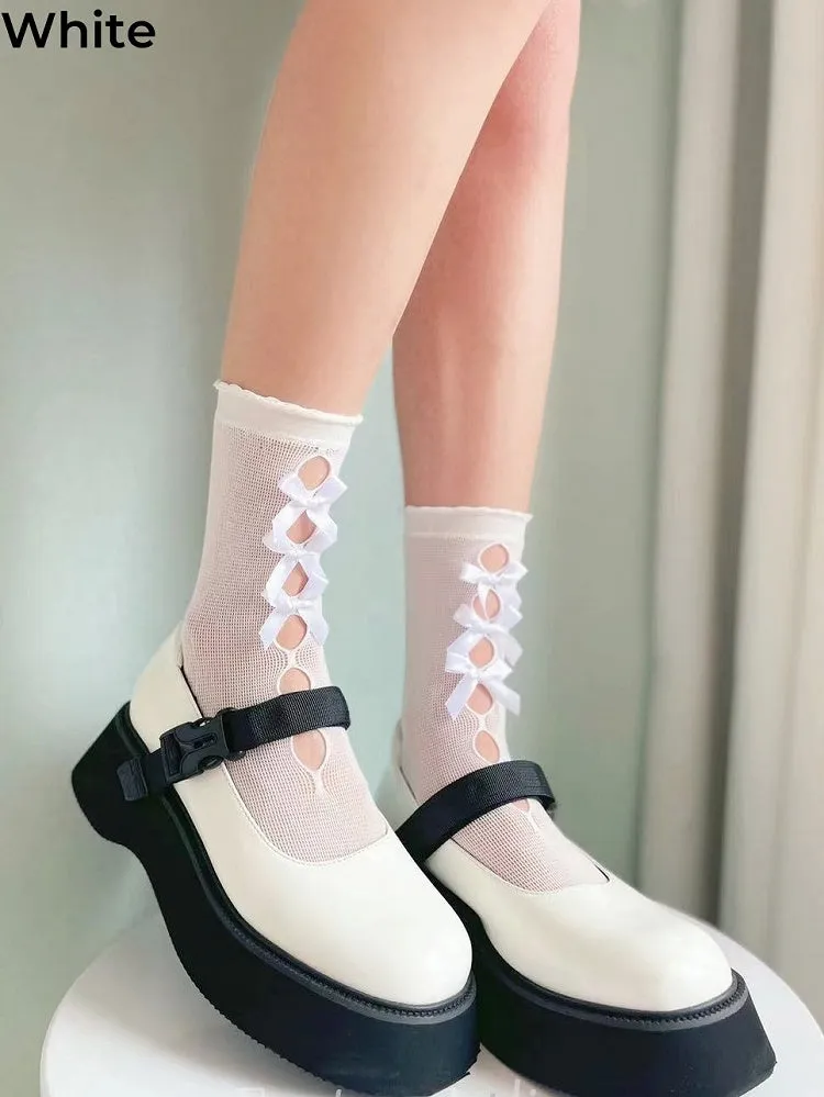 Bowknots Cutout Lolita Calf Socks