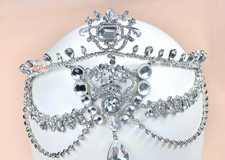 Bridal tiara  Crystal hairband three piece wedding hair accessories