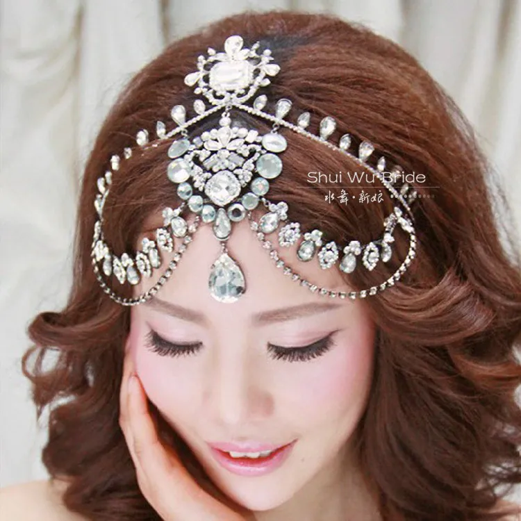 Bridal tiara  Crystal hairband three piece wedding hair accessories