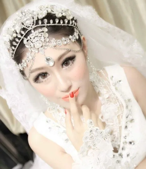 Bridal tiara  Crystal hairband three piece wedding hair accessories