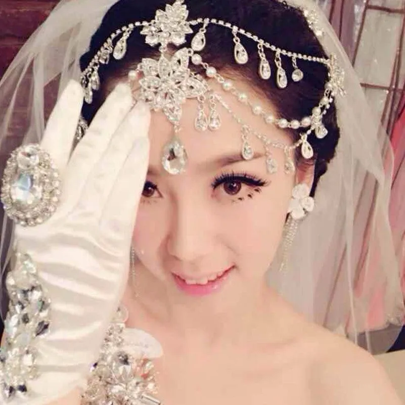 Bridal tiara  Crystal hairband three piece wedding hair accessories