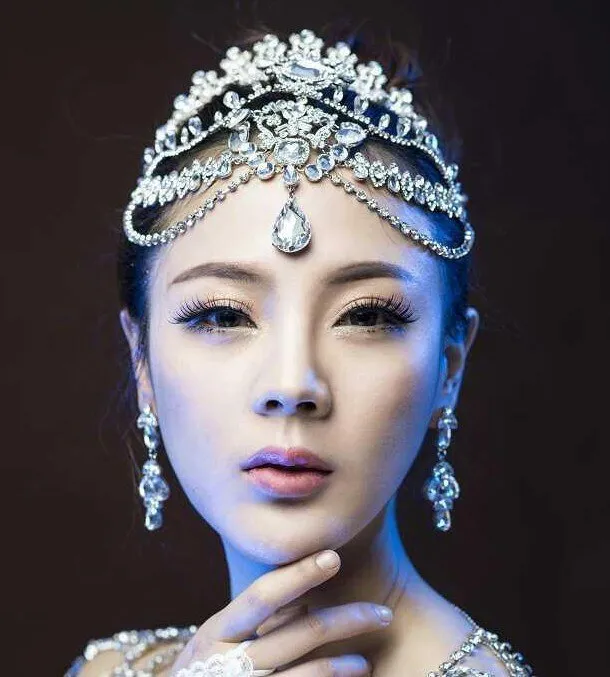 Bridal tiara  Crystal hairband three piece wedding hair accessories