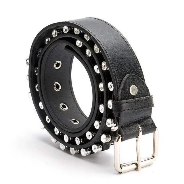 CETIRI Unisex Punk Bullet Belts High Quality Western Cowboy Style Men's Pants Belt Women Cowskin Belt Luxury Brand Black