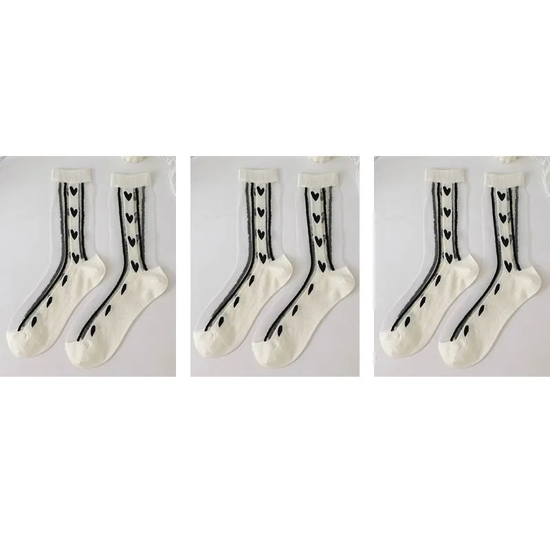 Chic Heart Pattern And Polka Dot Transparent One pair of Socks