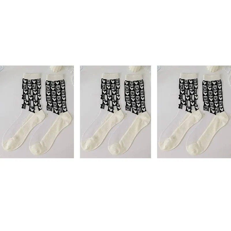 Chic Heart Pattern And Polka Dot Transparent One pair of Socks