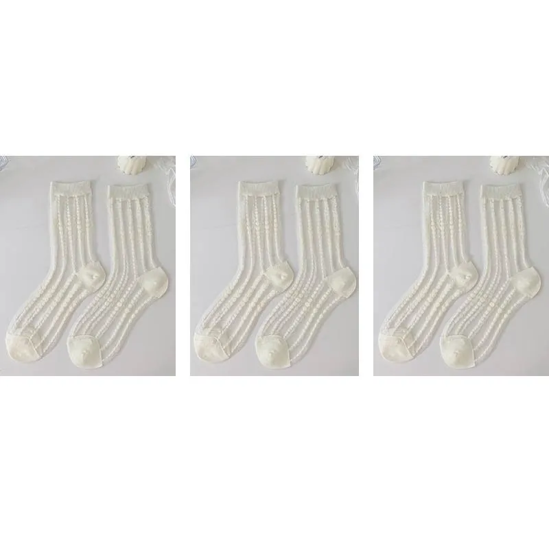 Chic Heart Pattern And Polka Dot Transparent One pair of Socks