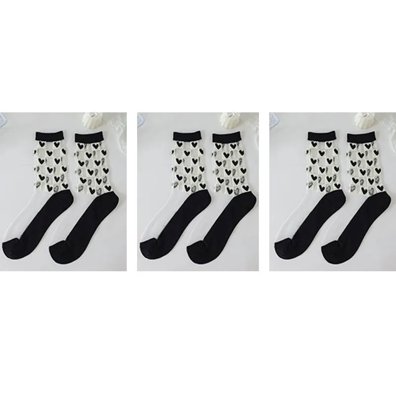 Chic Heart Pattern And Polka Dot Transparent One pair of Socks