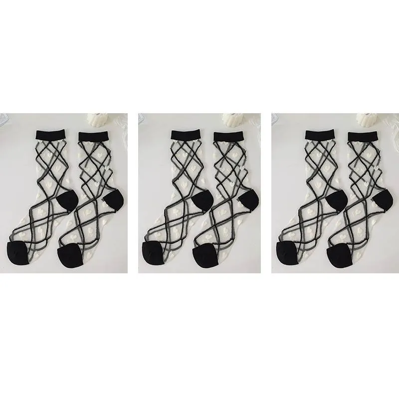Chic Heart Pattern And Polka Dot Transparent One pair of Socks