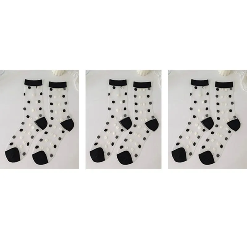 Chic Heart Pattern And Polka Dot Transparent One pair of Socks