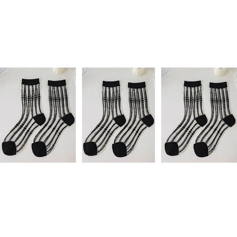 Chic Heart Pattern And Polka Dot Transparent One pair of Socks