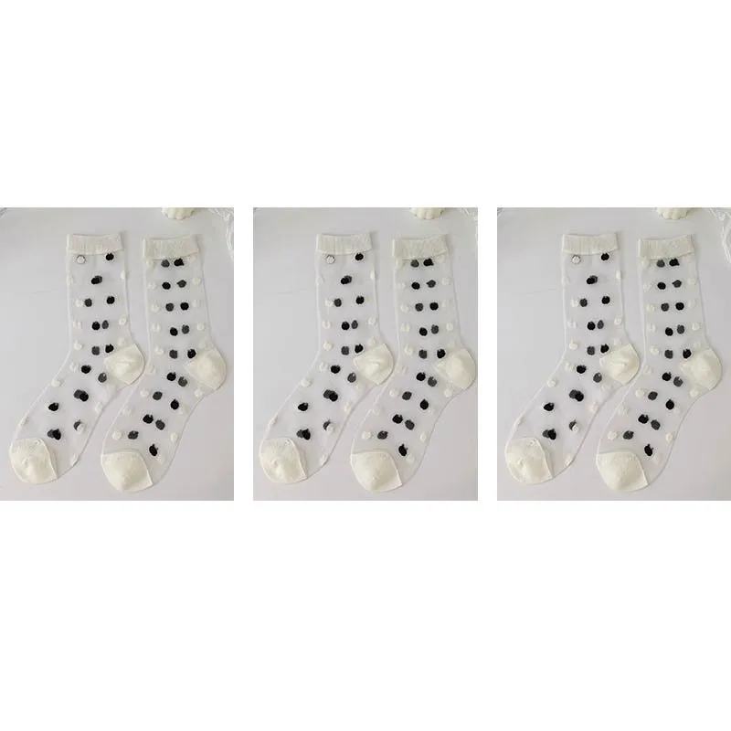 Chic Heart Pattern And Polka Dot Transparent One pair of Socks
