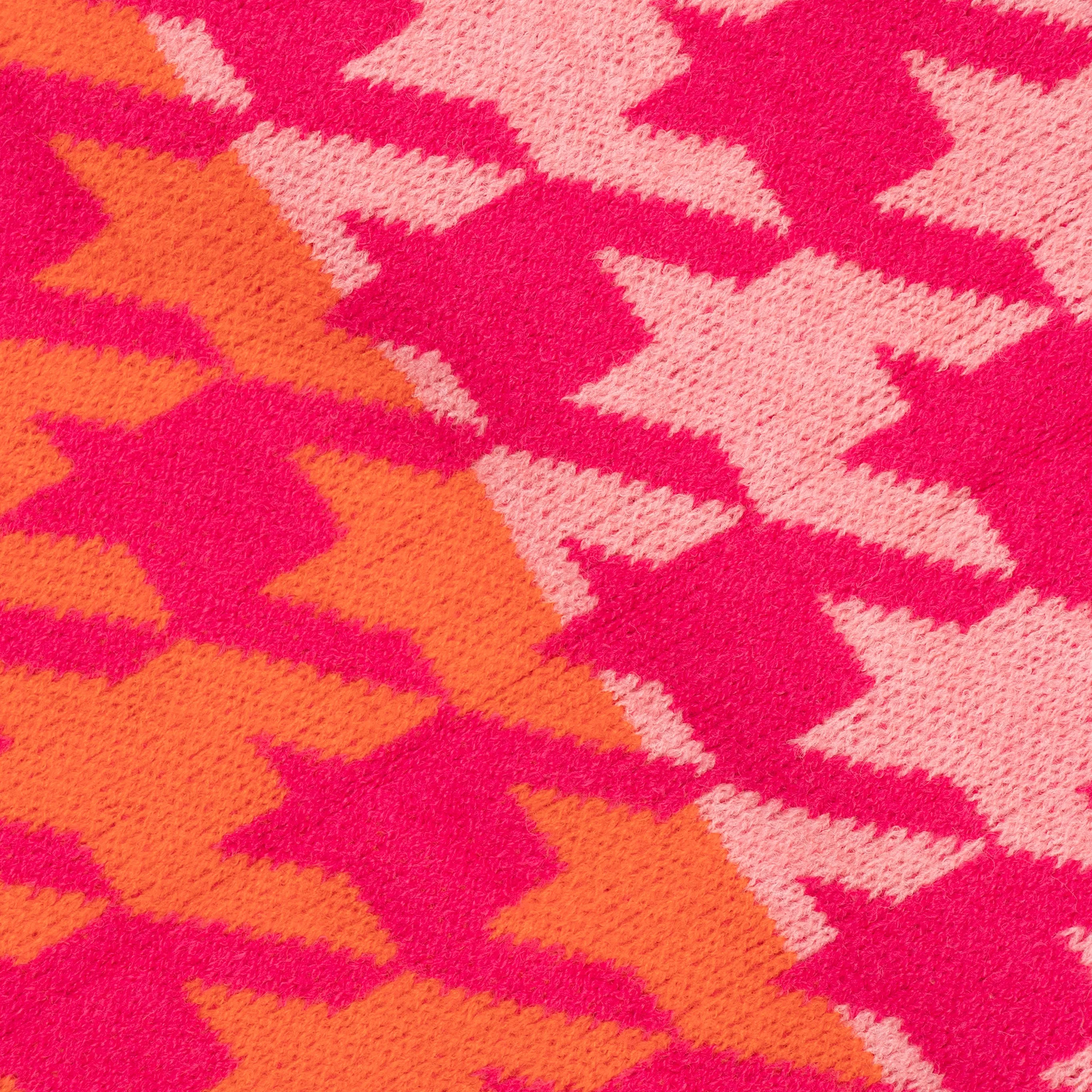 Jana Heavyweight Scarf - Fuchsia/Orange, Houndstooth
