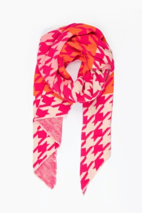 Jana Heavyweight Scarf - Fuchsia/Orange, Houndstooth