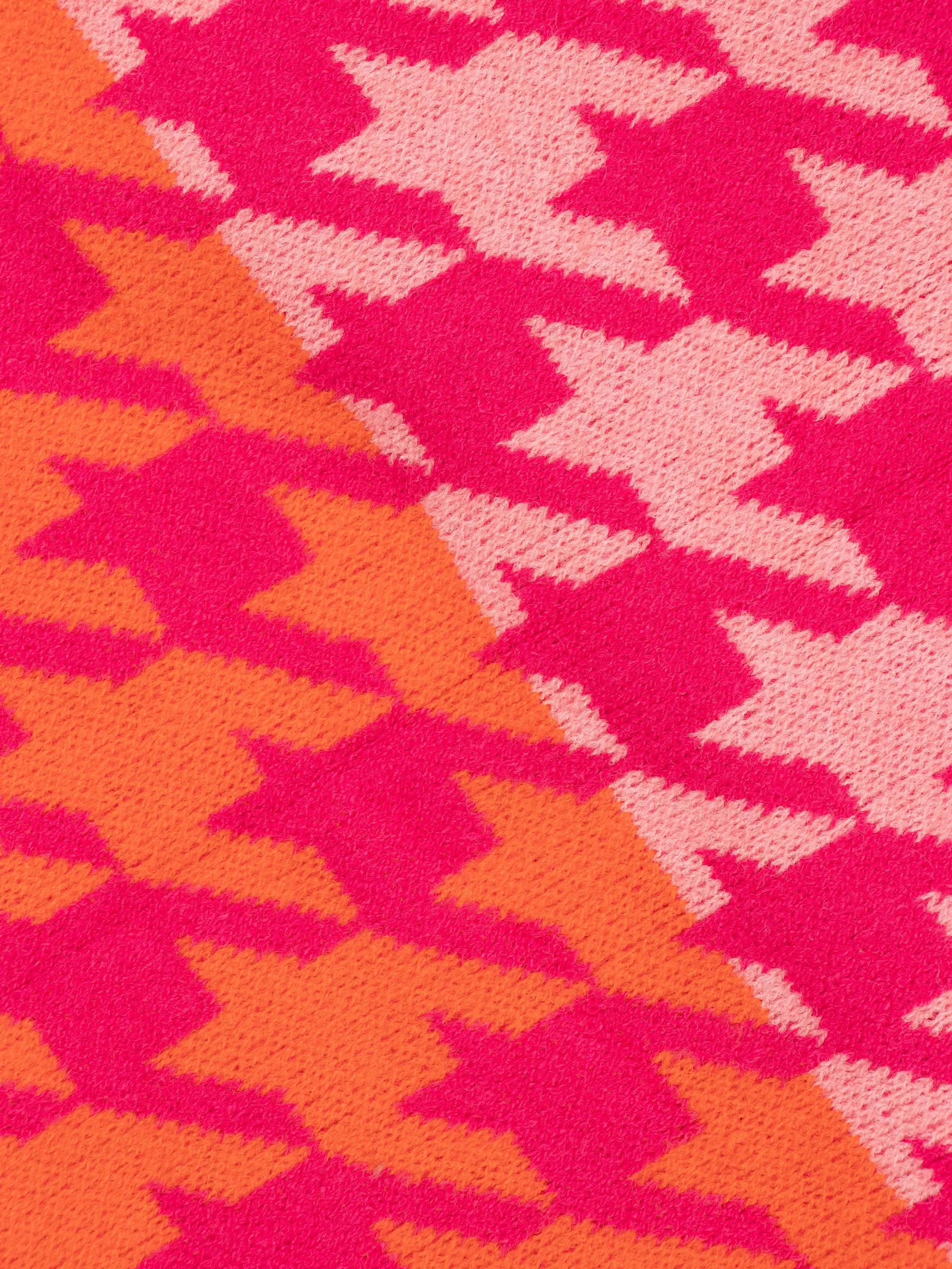 Jana Heavyweight Scarf - Fuchsia/Orange, Houndstooth