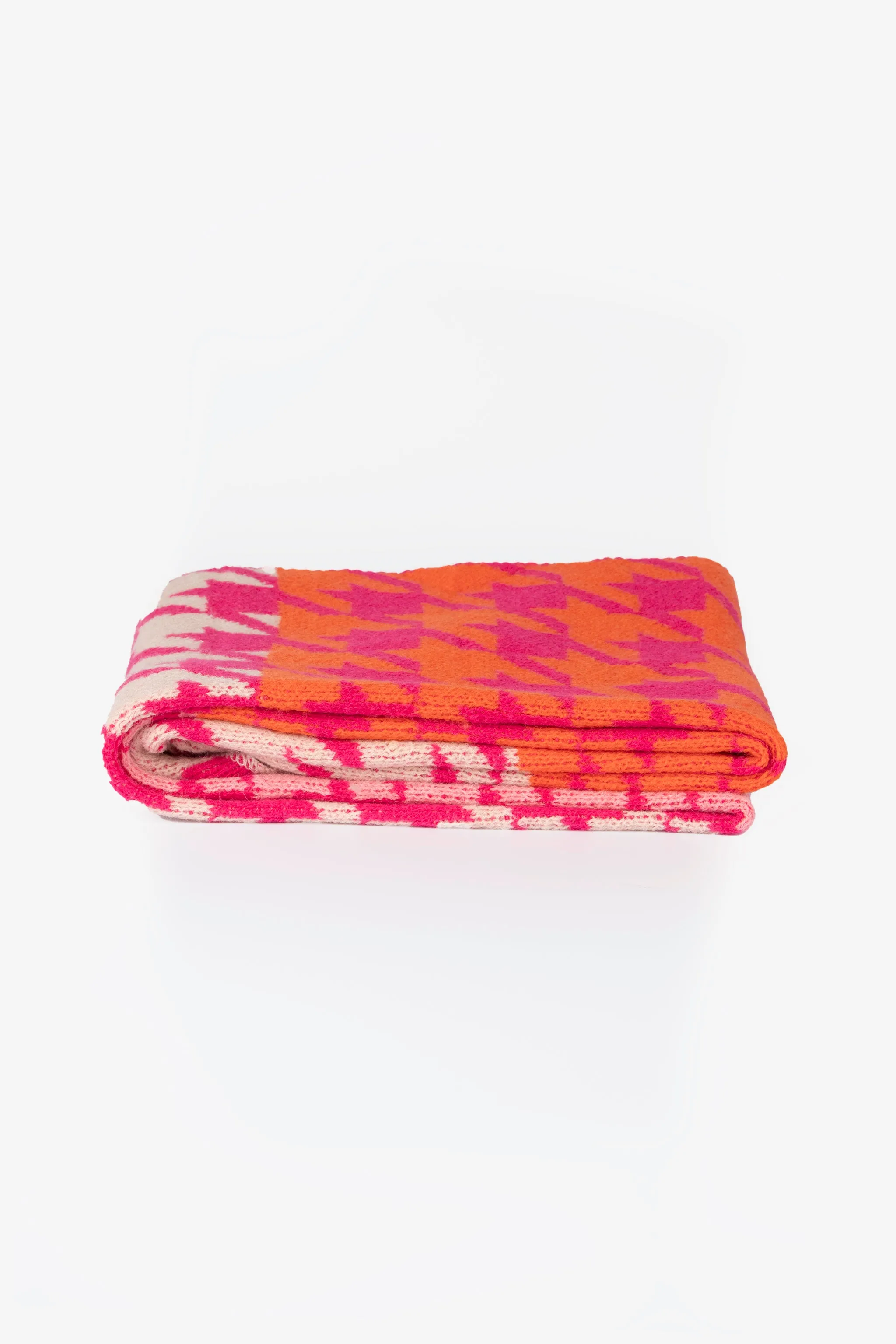 Jana Heavyweight Scarf - Fuchsia/Orange, Houndstooth