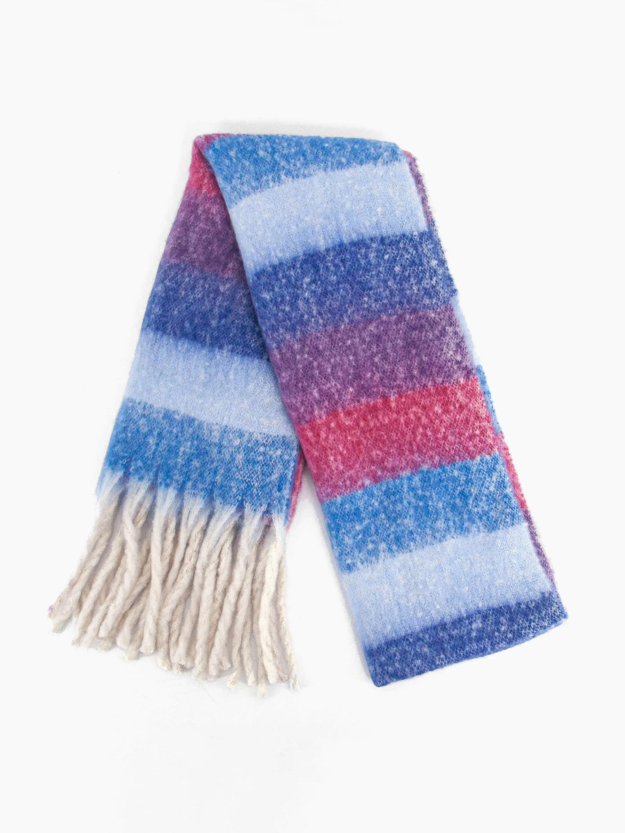 Joey Heavyweight Scarf - Blue, Rainbow Stripe