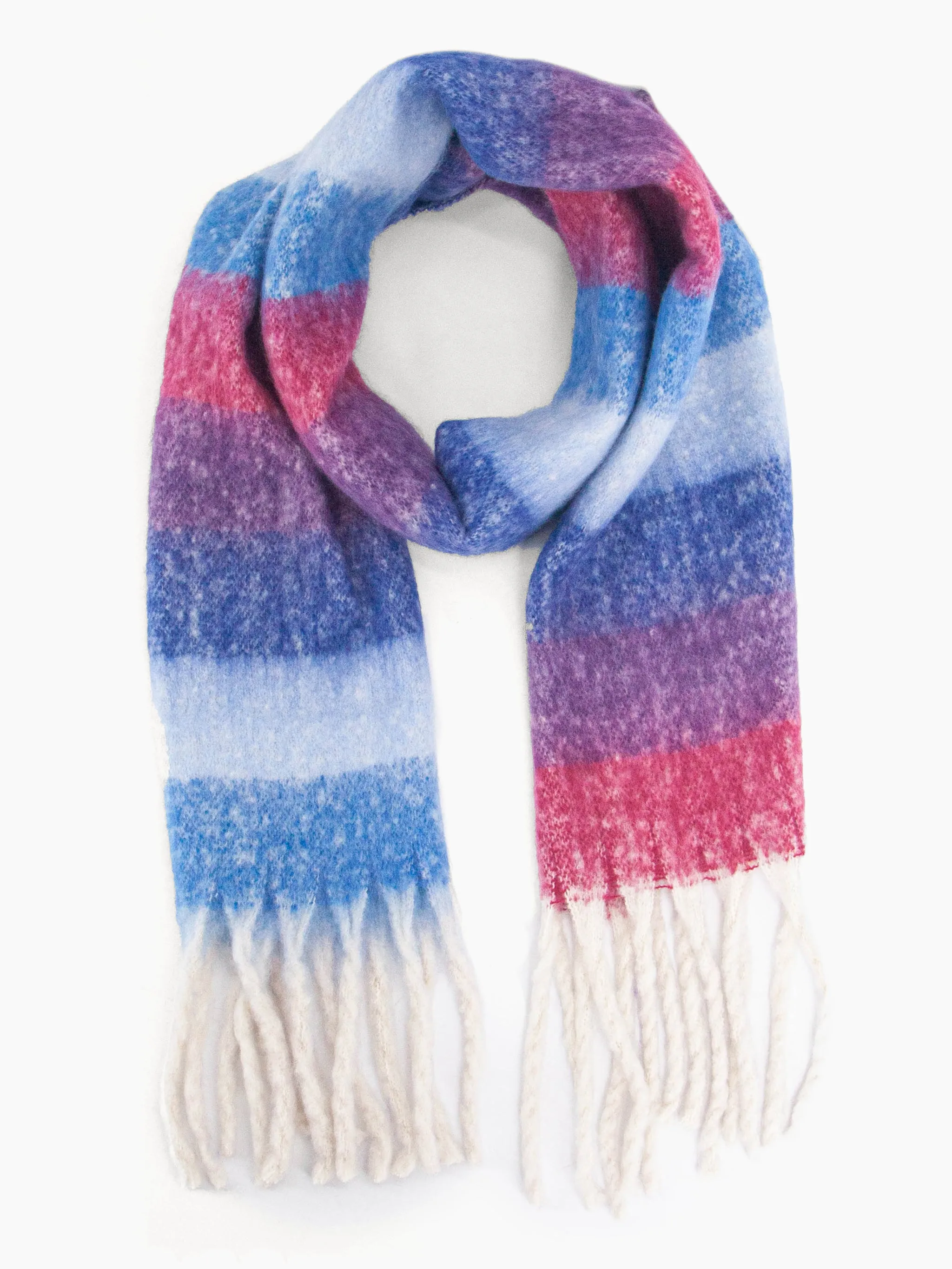 Joey Heavyweight Scarf - Blue, Rainbow Stripe
