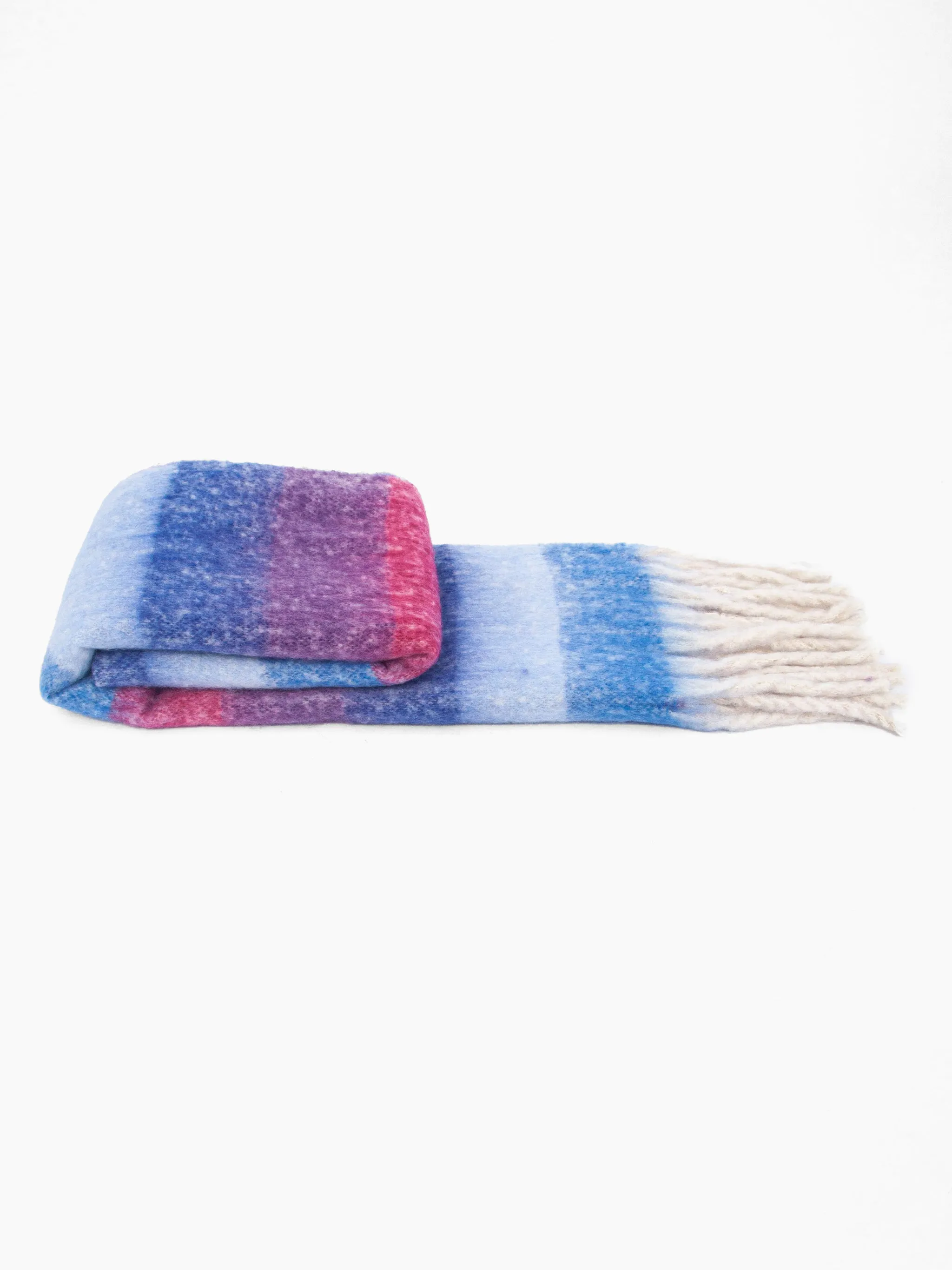 Joey Heavyweight Scarf - Blue, Rainbow Stripe