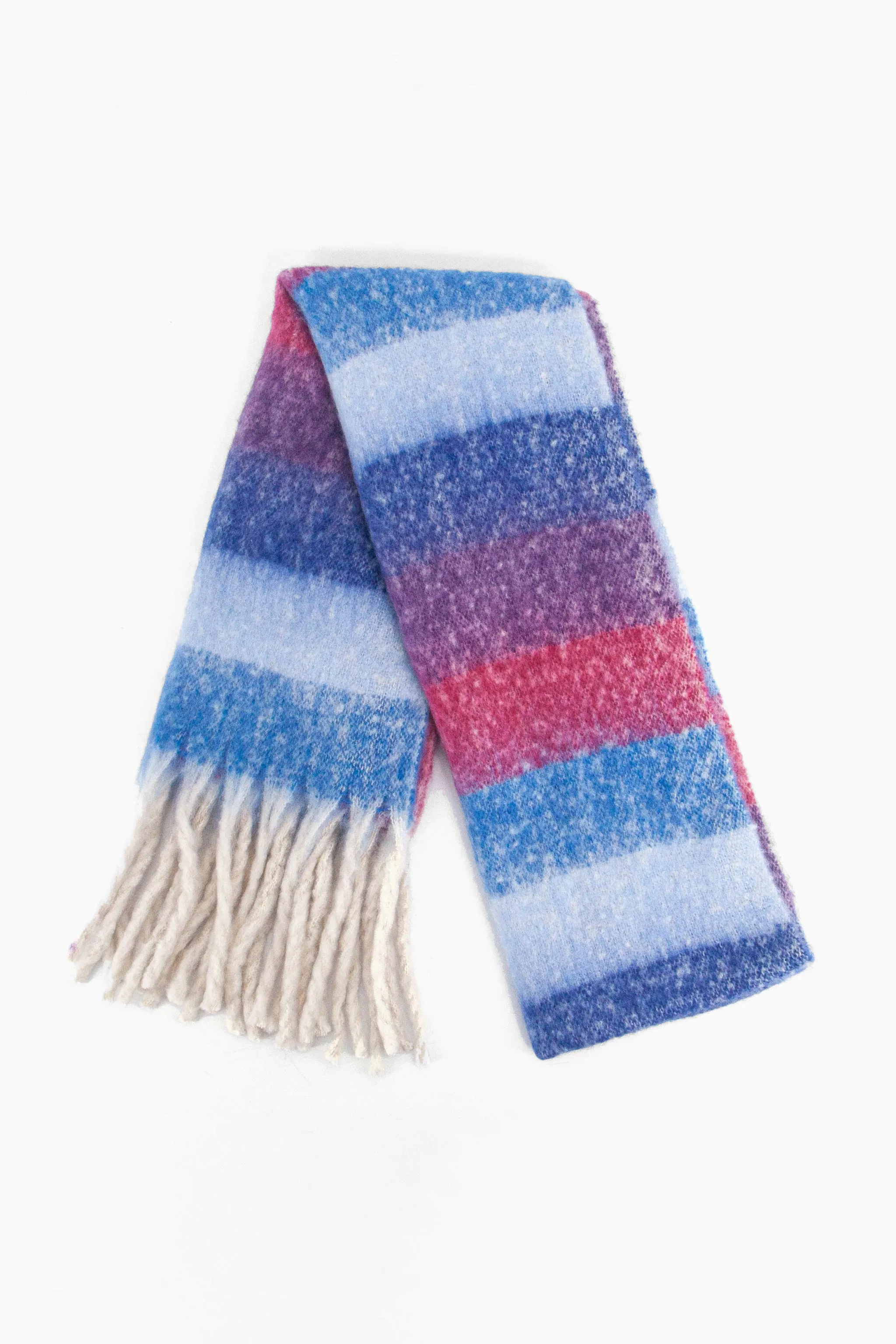 Joey Heavyweight Scarf - Blue, Rainbow Stripe