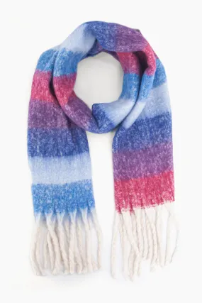 Joey Heavyweight Scarf - Blue, Rainbow Stripe