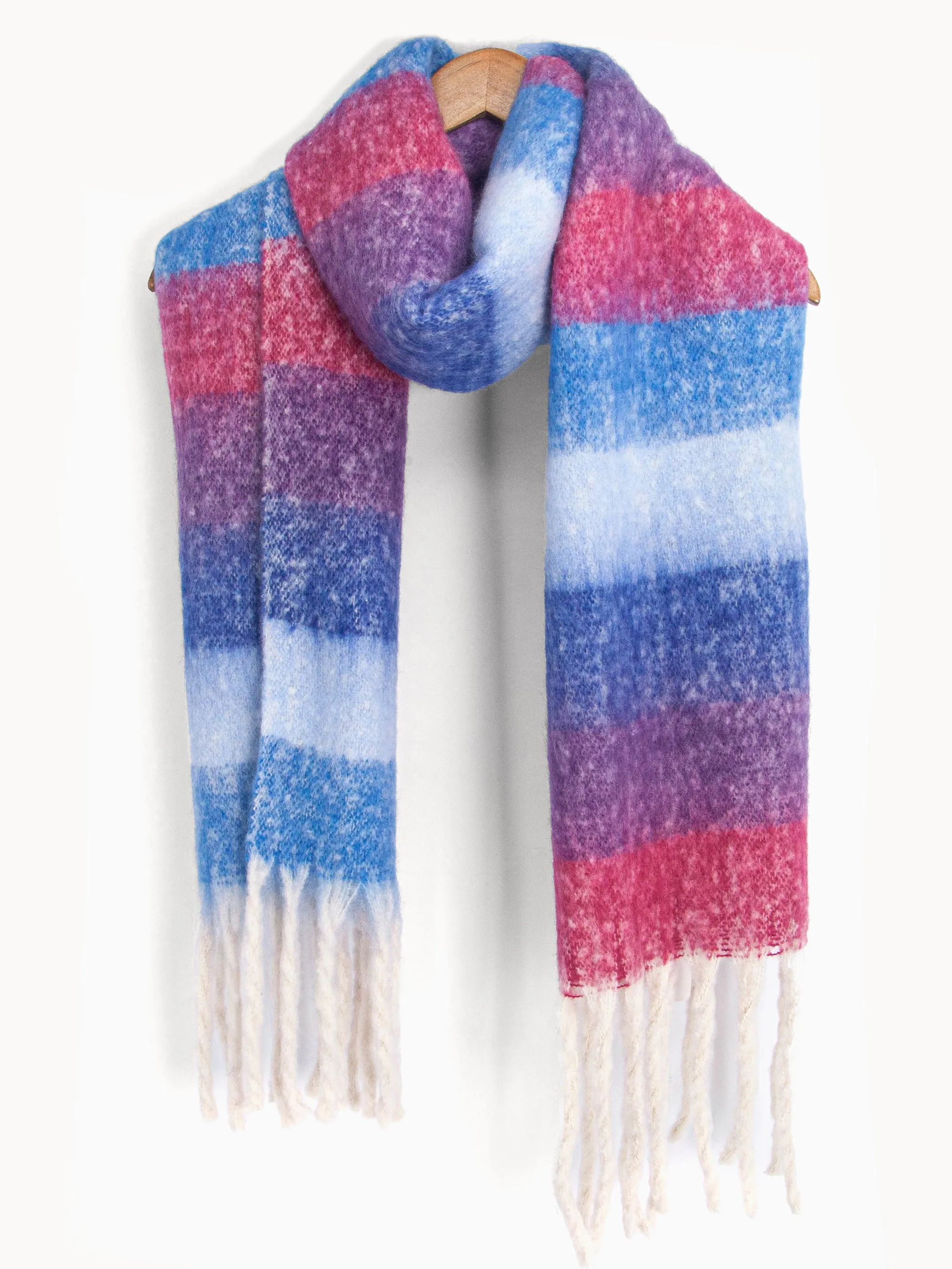 Joey Heavyweight Scarf - Blue, Rainbow Stripe