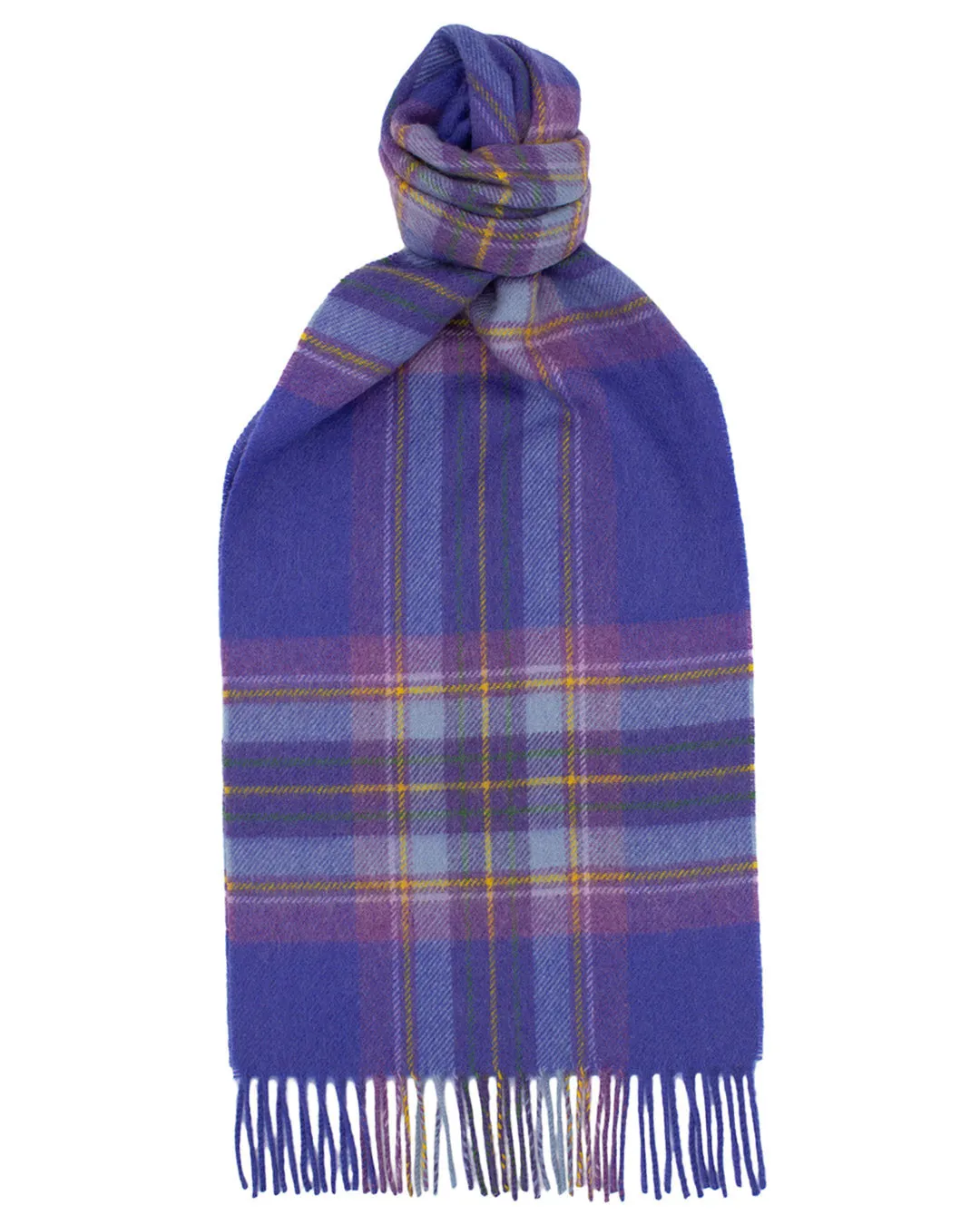 Joshua Ellis - Classic Tartan Cashmere Scarf Purple