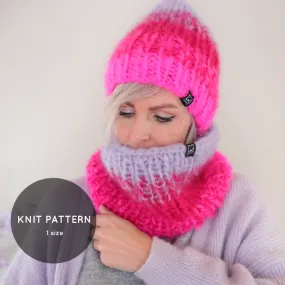 Knitting pattern – Gradient chunky mohair hat   snood (ENG-NL)