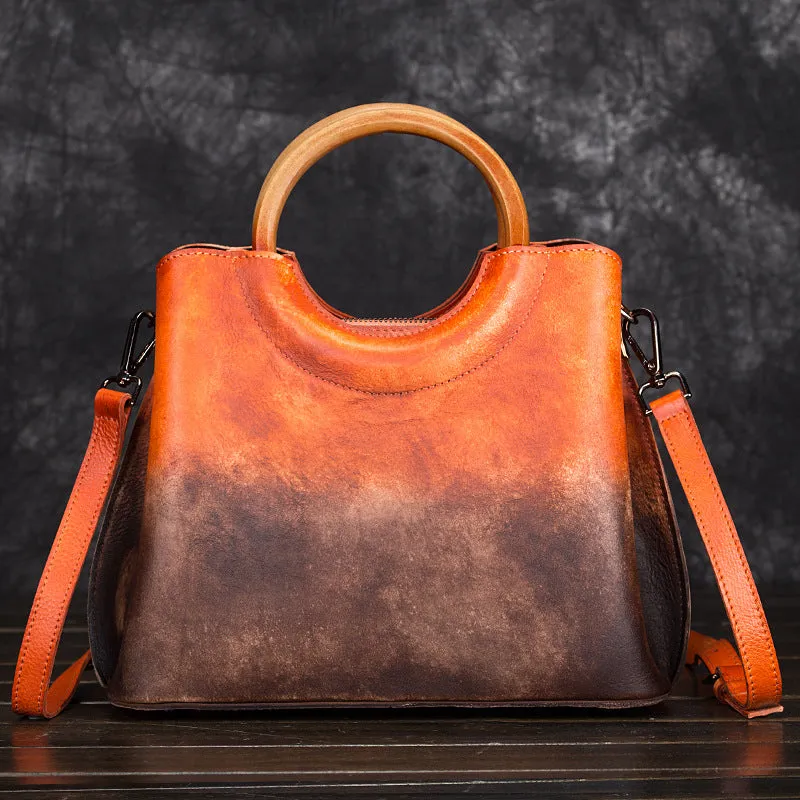Leather Handbag hand-painted suede leather