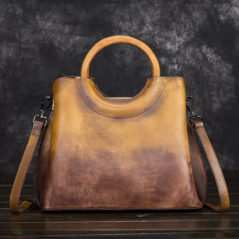 Leather Handbag hand-painted suede leather