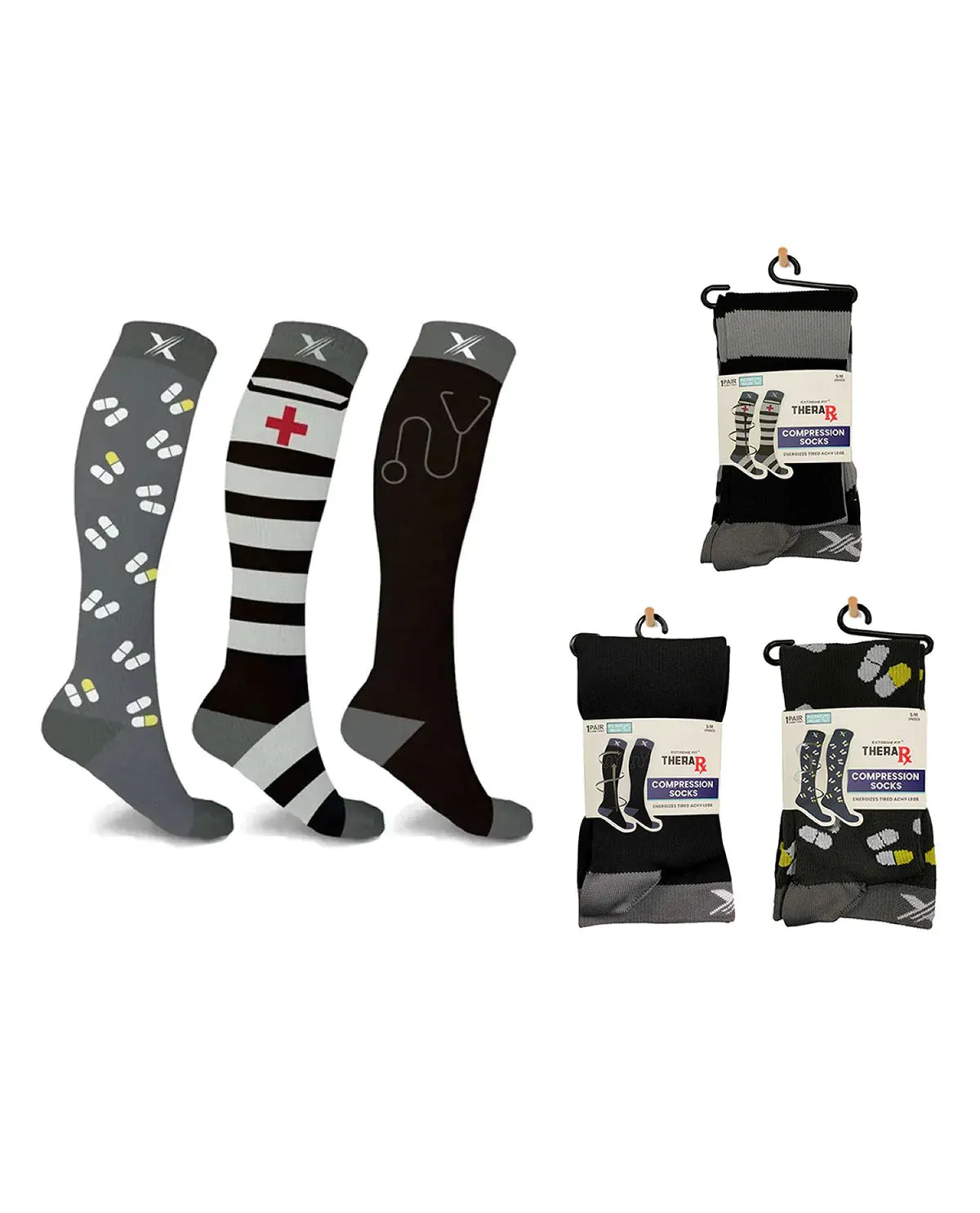 Medicine Theme Knee-High Compression Socks --Large/XL