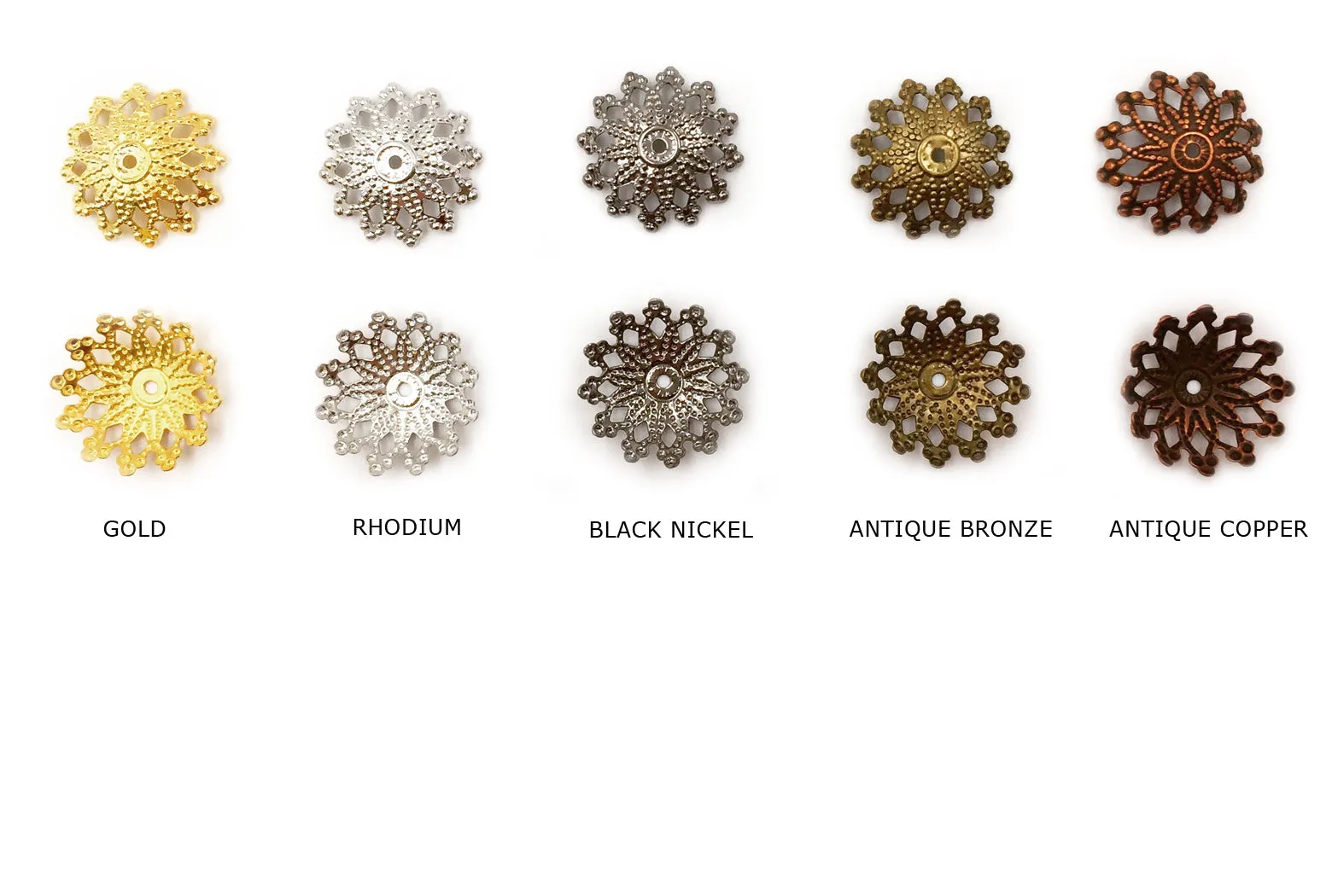MP1271 Filigree Floral Bead Cap 16mm CHOOSE COLOR BELOW