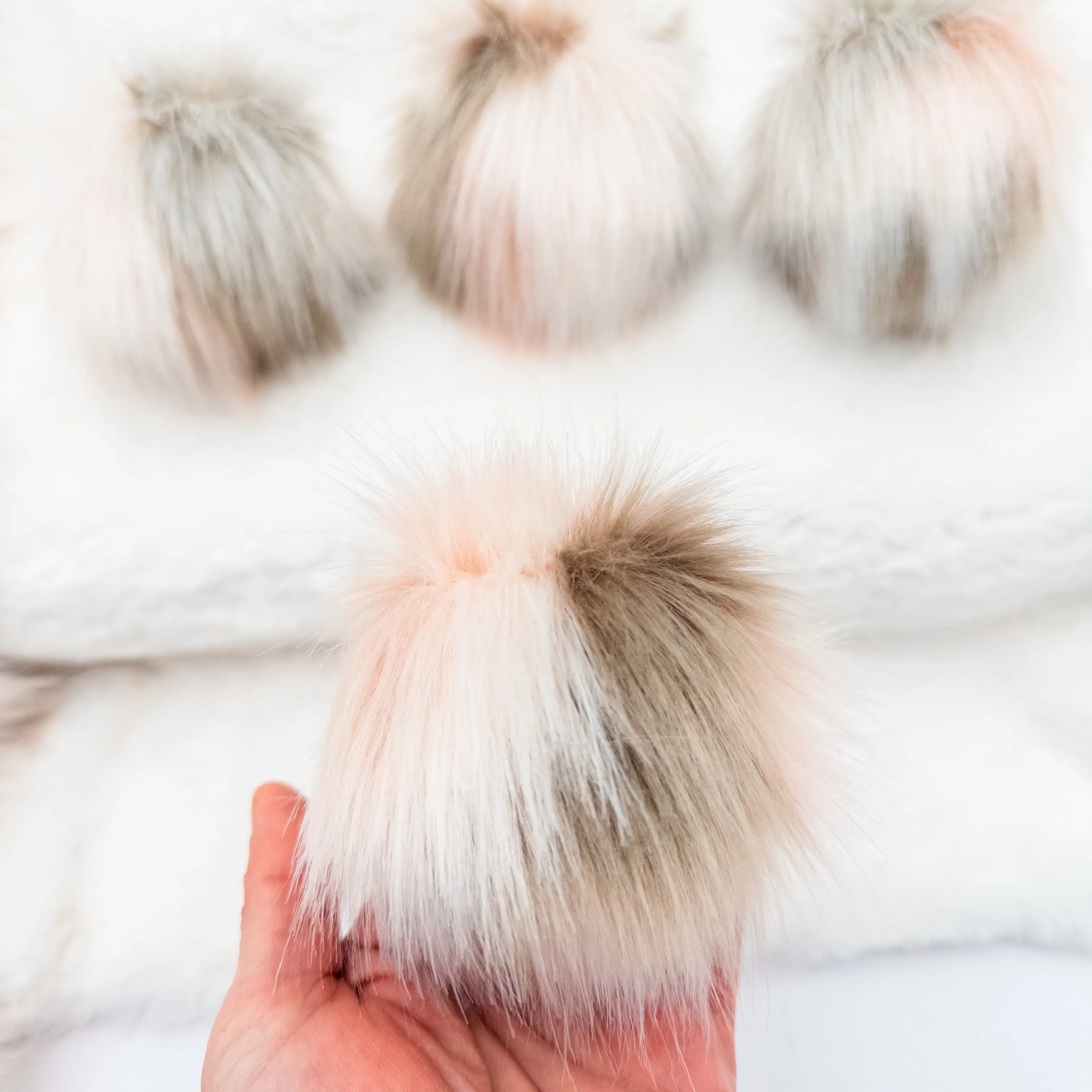 Neapolitan Jacquard Short Pile Lux Faux Fur Quick Connect Pom Pom