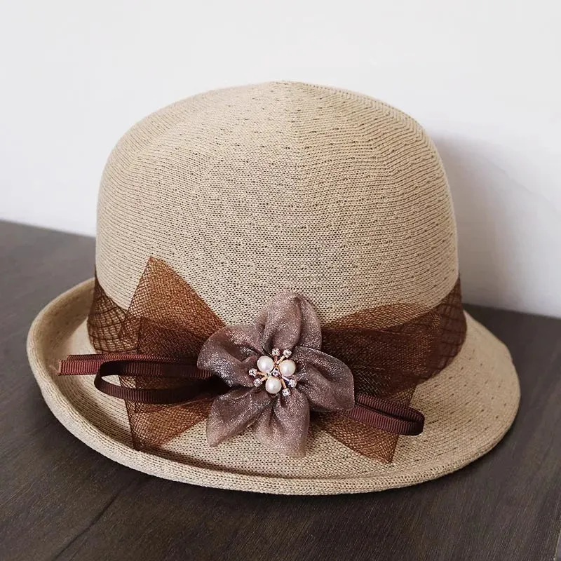 New Flower Small Pot Fashionable Woolen Curved Brim Top Hat