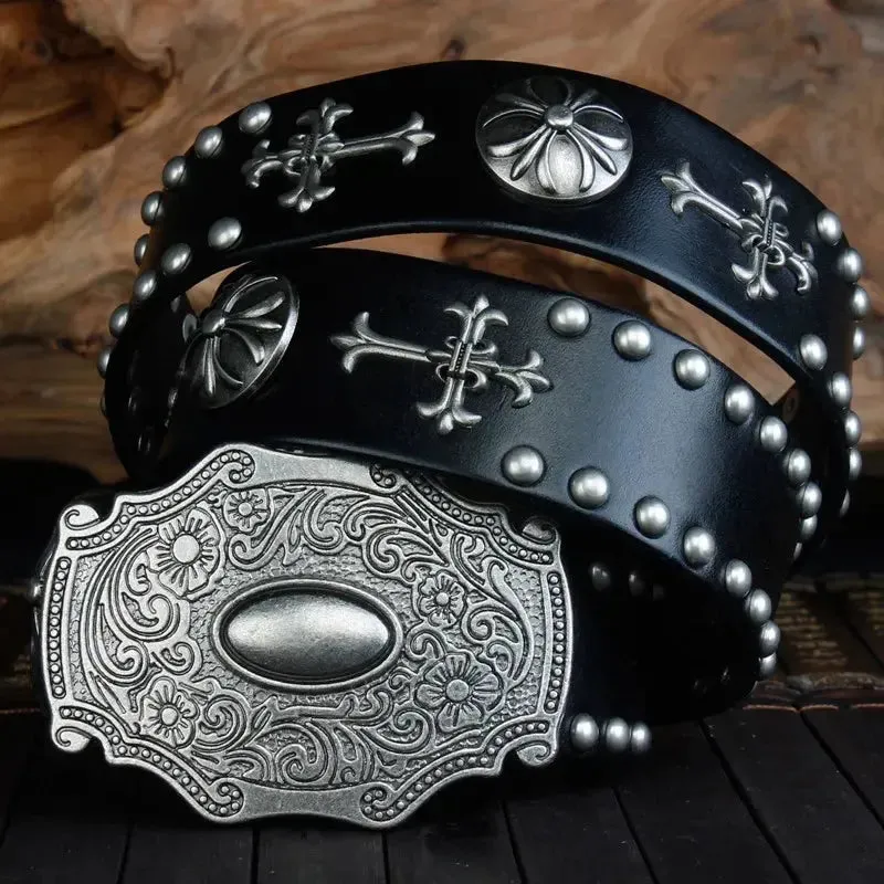 Retro Metal Rivets Punk Leather Belt