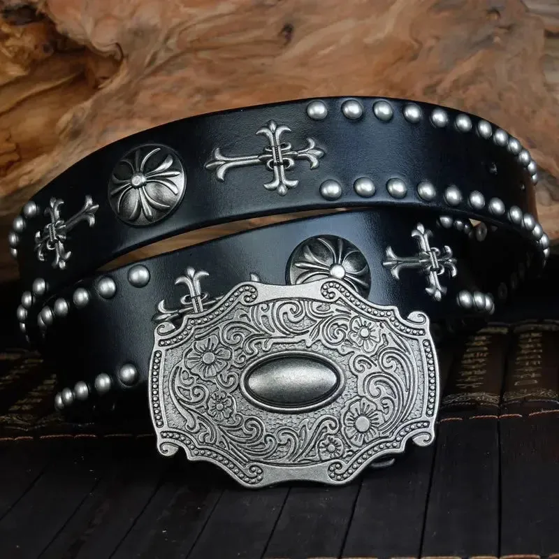Retro Metal Rivets Punk Leather Belt