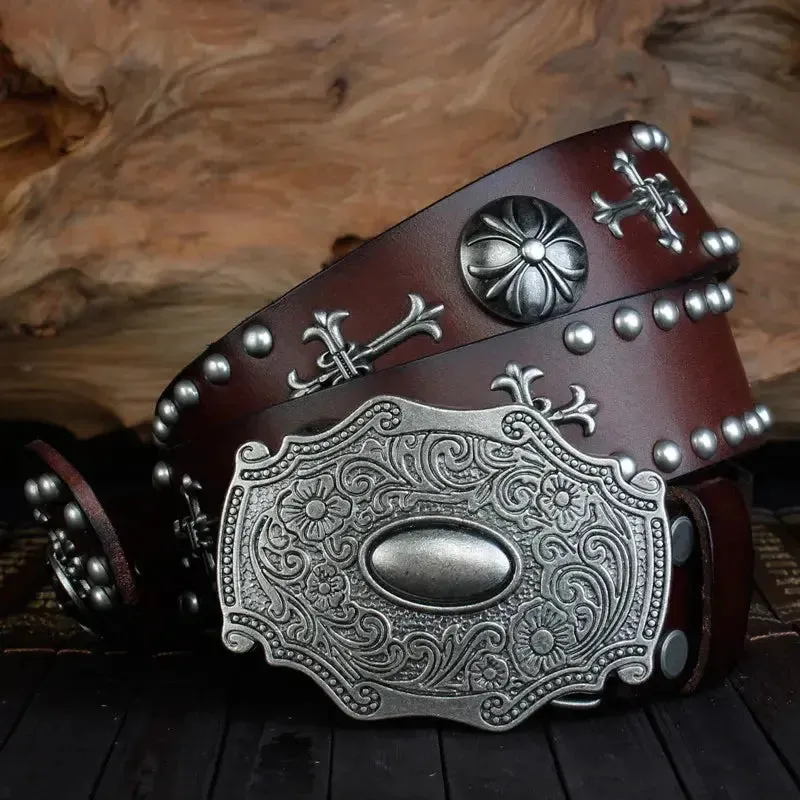 Retro Metal Rivets Punk Leather Belt