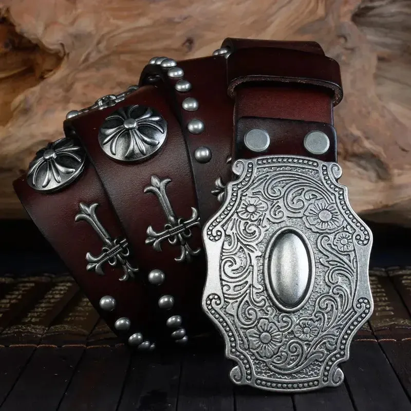 Retro Metal Rivets Punk Leather Belt
