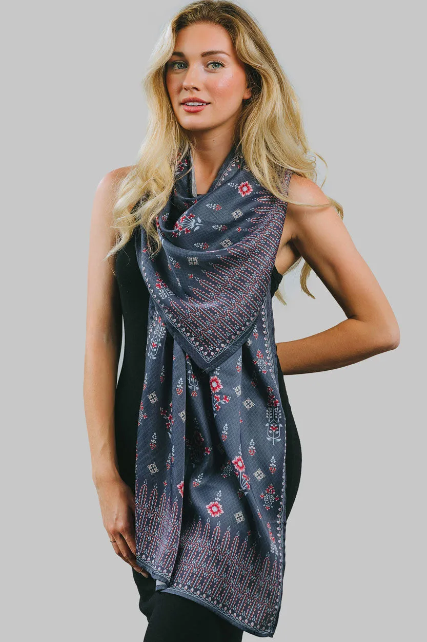 Savita "Cupro" Satin/Cotton Scarf