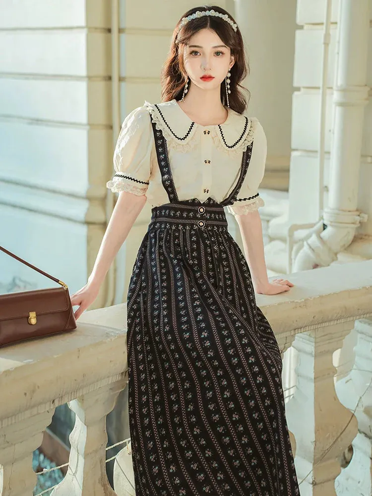 Skirt Retro Retro Suspender   Shirt