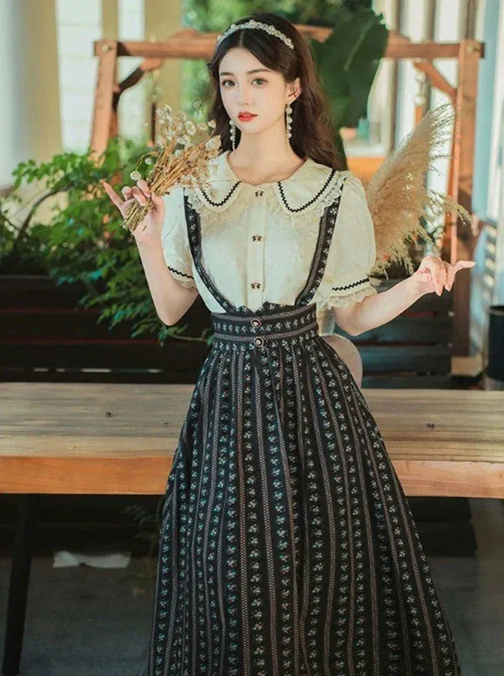 Skirt Retro Retro Suspender   Shirt