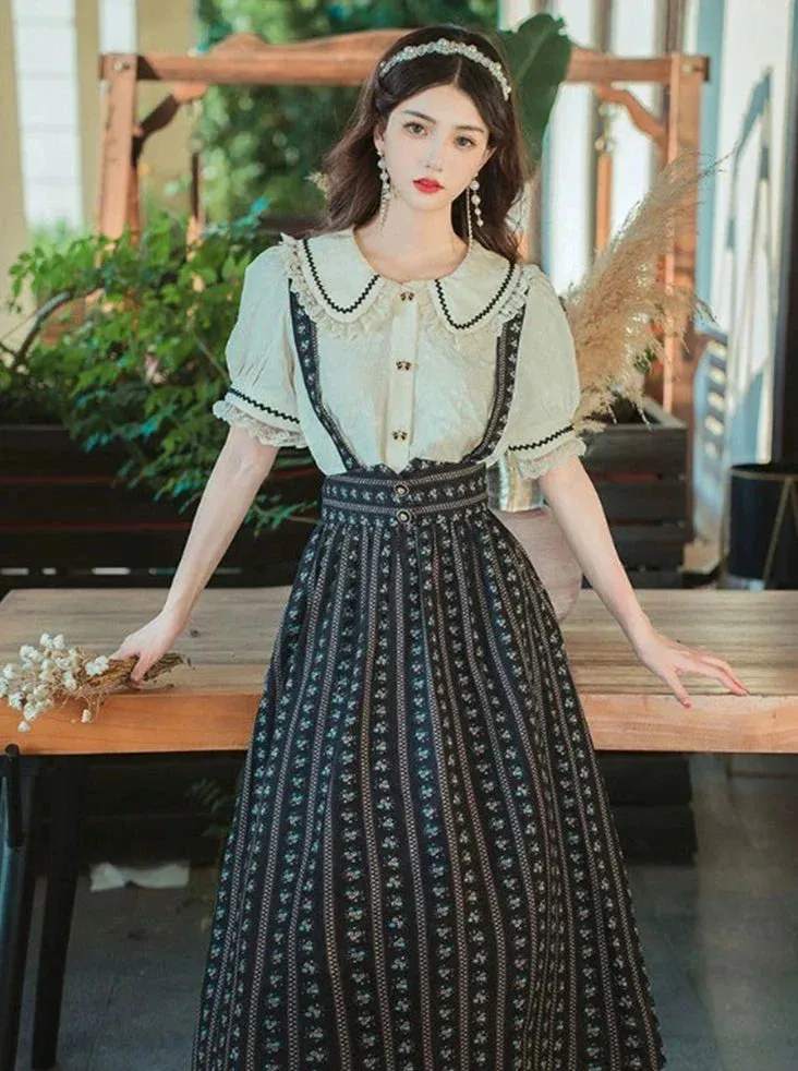 Skirt Retro Retro Suspender   Shirt