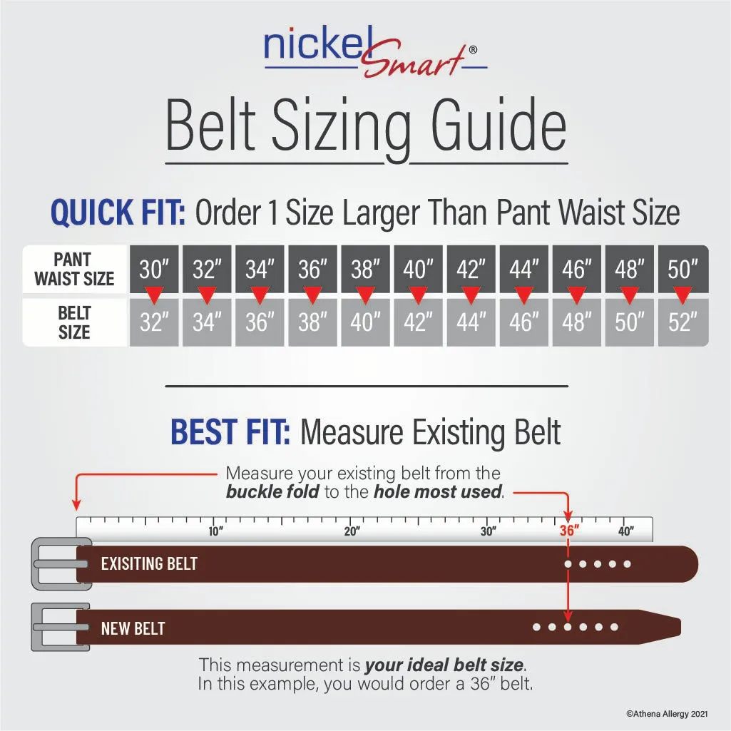 Smoky Mountain Titanium Distressed Leather Belt by Nickel Smart®