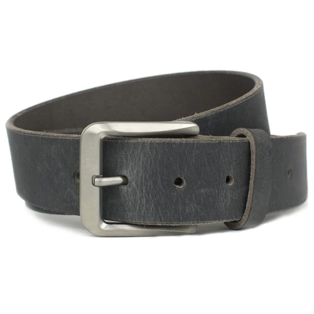 Smoky Mountain Titanium Distressed Leather Belt by Nickel Smart®